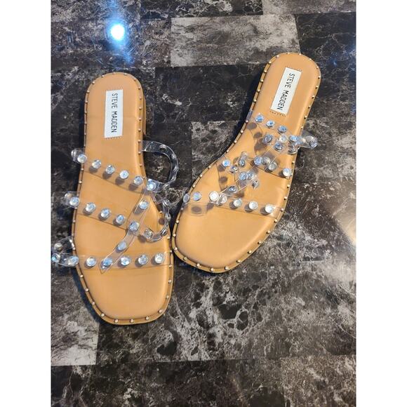 Steve Madden size 7 women's Lyna clear pvc and rhinestone sandals - Picture 1 of 5